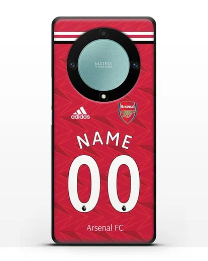 Именной чехол ФК Арсенал с фамилией и номером (сезон 2020-2021) домашняя форма силиконовый для Honor X9a