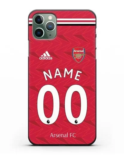 Именной чехол ФК Арсенал с фамилией и номером (сезон 2020-2021) домашняя форма силиконовый для iPhone 11 Pro Max