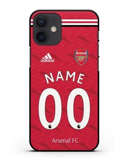 Именной чехол ФК Арсенал с фамилией и номером (сезон 2020-2021) домашняя форма силиконовый для iPhone 12 mini