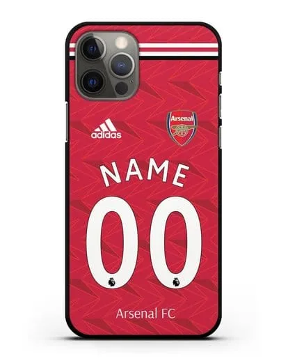 Именной чехол ФК Арсенал с фамилией и номером (сезон 2020-2021) домашняя форма силиконовый для iPhone 12 Pro