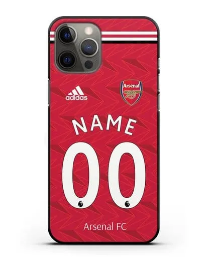Именной чехол ФК Арсенал с фамилией и номером (сезон 2020-2021) домашняя форма силиконовый для iPhone 12 Pro Max