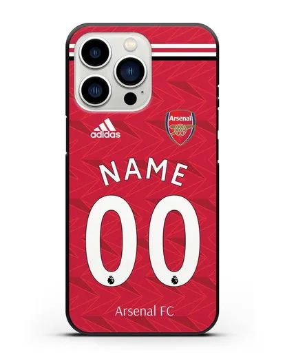 Именной чехол ФК Арсенал с фамилией и номером (сезон 2020-2021) домашняя форма силиконовый для iPhone 13 Pro