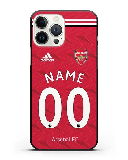 Именной чехол ФК Арсенал с фамилией и номером (сезон 2020-2021) домашняя форма силиконовый для iPhone 13 Pro Max