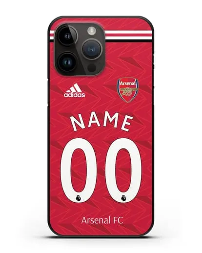 Именной чехол ФК Арсенал с фамилией и номером (сезон 2020-2021) домашняя форма силиконовый для iPhone 14 Pro Max