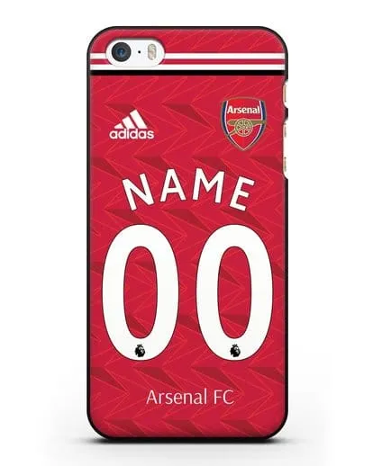 Именной чехол ФК Арсенал с фамилией и номером (сезон 2020-2021) домашняя форма силиконовый для iPhone 5/5s/SE