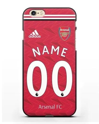 Именной чехол ФК Арсенал с фамилией и номером (сезон 2020-2021) домашняя форма силиконовый для iPhone 6
