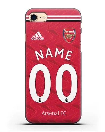 Именной чехол ФК Арсенал с фамилией и номером (сезон 2020-2021) домашняя форма силиконовый для iPhone 7