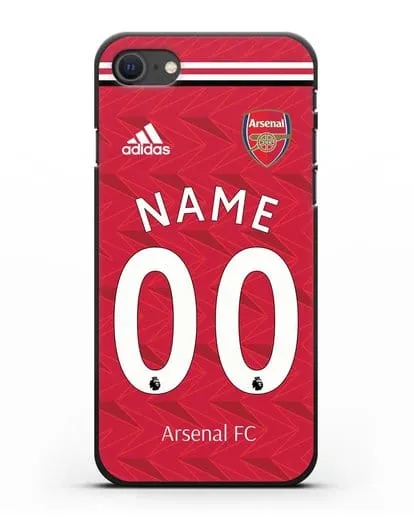 Именной чехол ФК Арсенал с фамилией и номером (сезон 2020-2021) домашняя форма силиконовый для iPhone SE 2020