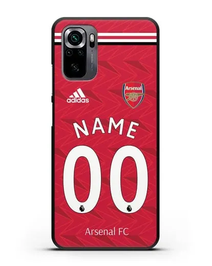 Именной чехол ФК Арсенал с фамилией и номером (сезон 2020-2021) домашняя форма силиконовый для Xiaomi Poco M5s