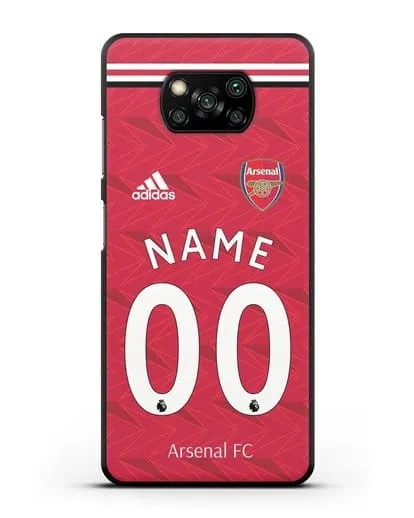 Именной чехол ФК Арсенал с фамилией и номером (сезон 2020-2021) домашняя форма силиконовый для Xiaomi Poco X3