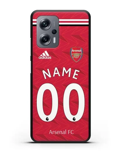 Именной чехол ФК Арсенал с фамилией и номером (сезон 2020-2021) домашняя форма силиконовый для Xiaomi Poco X4 GT