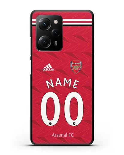 Именной чехол ФК Арсенал с фамилией и номером (сезон 2020-2021) домашняя форма силиконовый для Xiaomi Poco X5 Pro