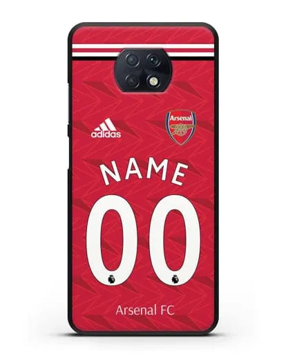 Именной чехол ФК Арсенал с фамилией и номером (сезон 2020-2021) домашняя форма силиконовый для Xiaomi Redmi Note 9T