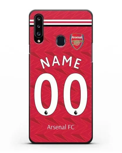Именной чехол ФК Арсенал с фамилией и номером (сезон 2020-2021) домашняя форма силиконовый для Samsung Galaxy A20s [SM-A207FN]