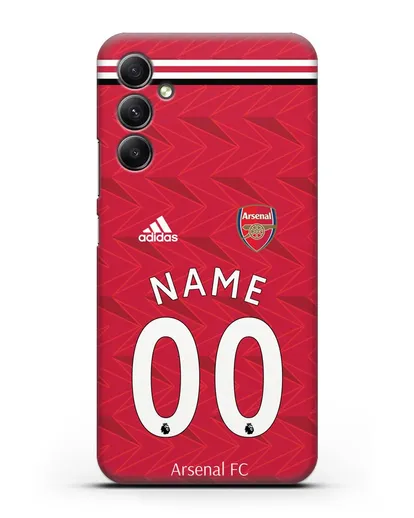 Именной чехол ФК Арсенал с фамилией и номером (сезон 2020-2021) домашняя форма силиконовый для Samsung Galaxy A34 [SM-A346]