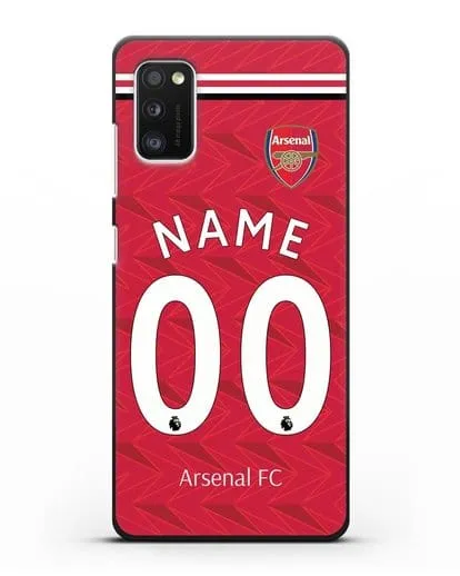Именной чехол ФК Арсенал с фамилией и номером (сезон 2020-2021) домашняя форма силиконовый для Samsung Galaxy A41 [SM-A415F]