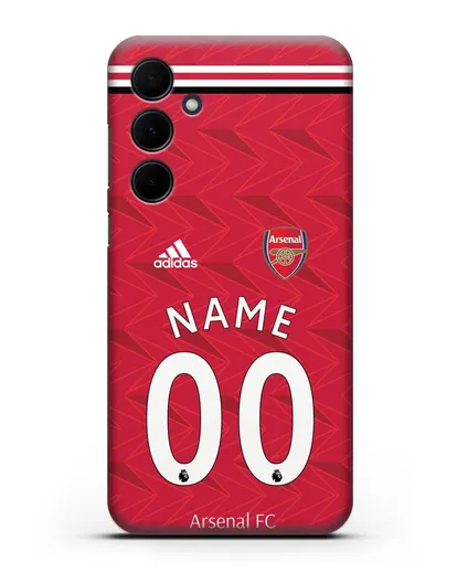 Именной чехол ФК Арсенал с фамилией и номером (сезон 2020-2021) домашняя форма силиконовый для Samsung Galaxy A55 [SM-A556]