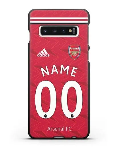 Именной чехол ФК Арсенал с фамилией и номером (сезон 2020-2021) домашняя форма силиконовый для Samsung Galaxy S10 [SM-G973F]