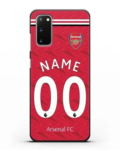 Именной чехол ФК Арсенал с фамилией и номером (сезон 2020-2021) домашняя форма силиконовый для Samsung Galaxy S20 [SM-G980F]