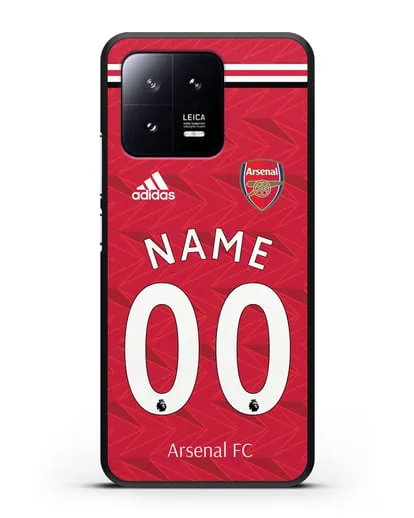 Именной чехол ФК Арсенал с фамилией и номером (сезон 2020-2021) домашняя форма силиконовый для Xiaomi 13