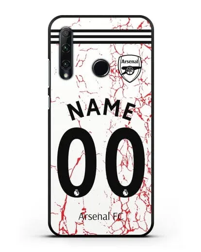 Именной чехол ФК Арсенал с фамилией и номером (сезон 2020-2021) гостевая форма силиконовый для Honor 20e