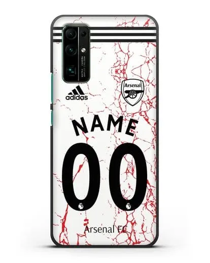 Именной чехол ФК Арсенал с фамилией и номером (сезон 2020-2021) гостевая форма силиконовый для Honor 30