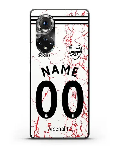 Именной чехол ФК Арсенал с фамилией и номером (сезон 2020-2021) гостевая форма силиконовый для Honor 50