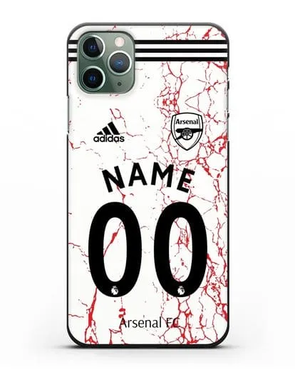 Именной чехол ФК Арсенал с фамилией и номером (сезон 2020-2021) гостевая форма силиконовый для iPhone 11 Pro Max