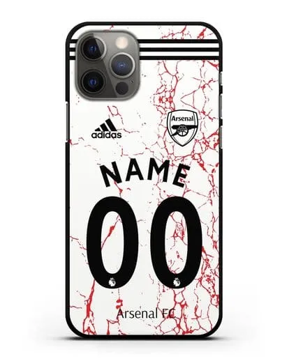 Именной чехол ФК Арсенал с фамилией и номером (сезон 2020-2021) гостевая форма силиконовый для iPhone 12 Pro