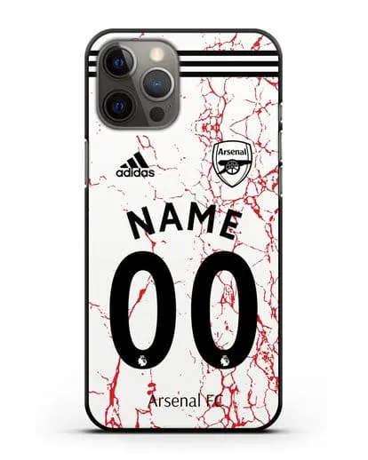 Именной чехол ФК Арсенал с фамилией и номером (сезон 2020-2021) гостевая форма силиконовый для iPhone 12 Pro Max