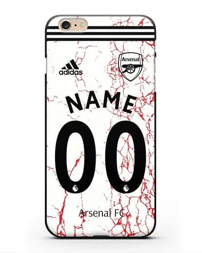 Именной чехол ФК Арсенал с фамилией и номером (сезон 2020-2021) гостевая форма силиконовый для iPhone 6 Plus