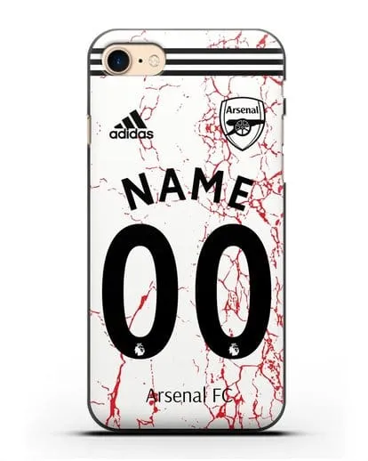 Именной чехол ФК Арсенал с фамилией и номером (сезон 2020-2021) гостевая форма силиконовый для iPhone 7