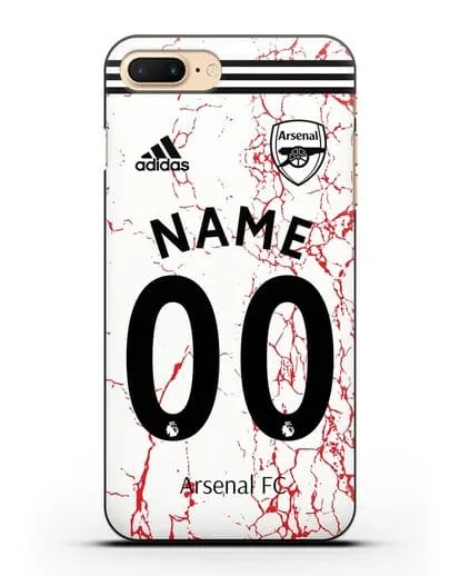 Именной чехол ФК Арсенал с фамилией и номером (сезон 2020-2021) гостевая форма силиконовый для iPhone 8 Plus