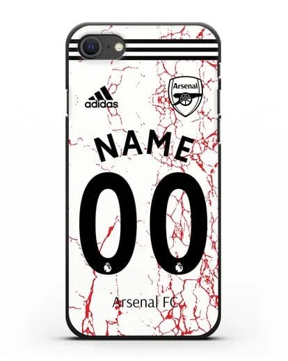 Именной чехол ФК Арсенал с фамилией и номером (сезон 2020-2021) гостевая форма силиконовый для iPhone SE 2020