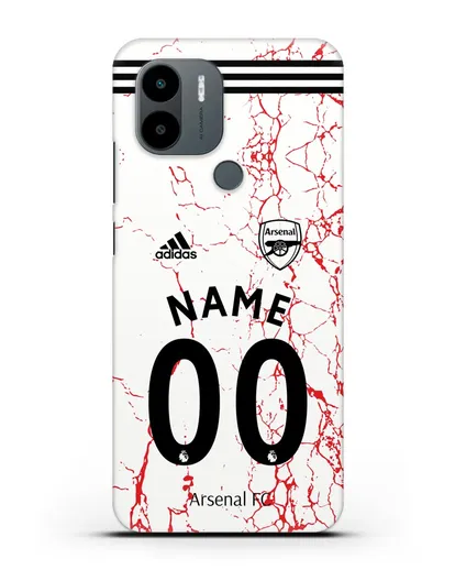 Именной чехол ФК Арсенал с фамилией и номером (сезон 2020-2021) гостевая форма силиконовый для Xiaomi Poco C51