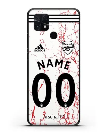 Именной чехол ФК Арсенал с фамилией и номером (сезон 2020-2021) гостевая форма силиконовый для Xiaomi Poco C40