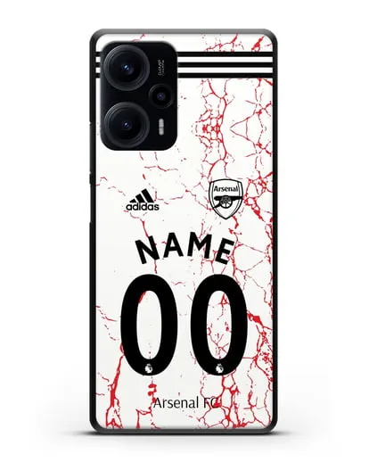 Именной чехол ФК Арсенал с фамилией и номером (сезон 2020-2021) гостевая форма силиконовый для Xiaomi Poco F5