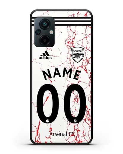 Именной чехол ФК Арсенал с фамилией и номером (сезон 2020-2021) гостевая форма силиконовый для Xiaomi Poco M5