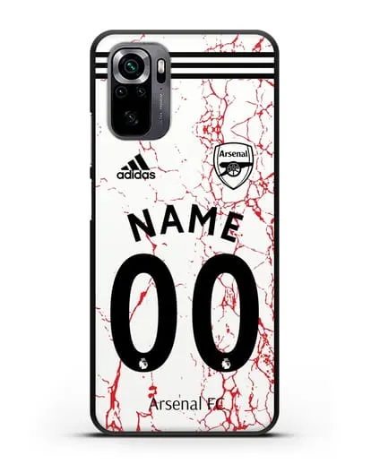 Именной чехол ФК Арсенал с фамилией и номером (сезон 2020-2021) гостевая форма силиконовый для Xiaomi Poco M5s