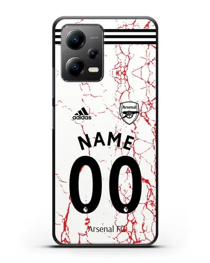 Именной чехол ФК Арсенал с фамилией и номером (сезон 2020-2021) гостевая форма силиконовый для Xiaomi Poco X5