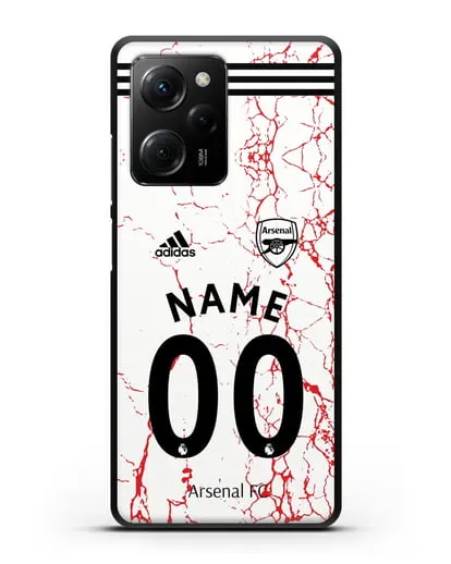 Именной чехол ФК Арсенал с фамилией и номером (сезон 2020-2021) гостевая форма силиконовый для Xiaomi Poco X5 Pro