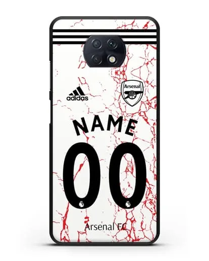 Именной чехол ФК Арсенал с фамилией и номером (сезон 2020-2021) гостевая форма силиконовый для Xiaomi Redmi Note 9T