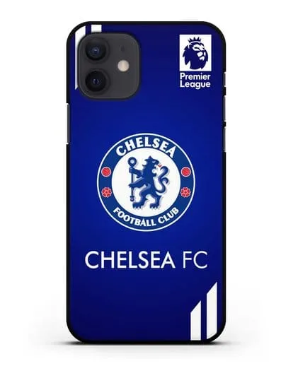 Чехол с логотипом ФК Челси с синим фоном силиконовый для iPhone 12