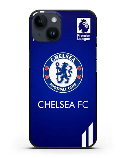 Чехол с логотипом ФК Челси с синим фоном силиконовый для iPhone 14