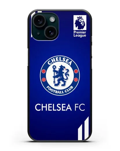 Чехол с логотипом ФК Челси с синим фоном силиконовый для iPhone 15