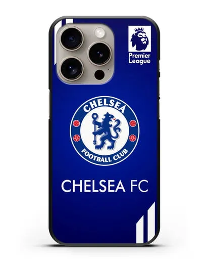 Чехол с логотипом ФК Челси с синим фоном силиконовый для iPhone 15 Pro