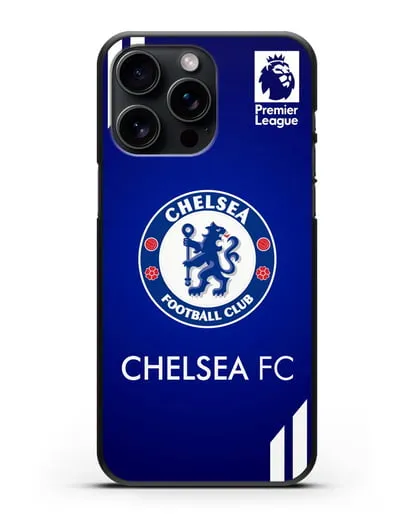 Чехол с логотипом ФК Челси с синим фоном силиконовый для iPhone 15 Pro Max