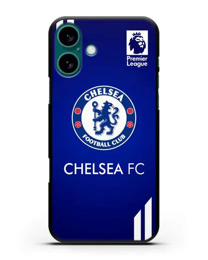 Чехол с логотипом ФК Челси с синим фоном силиконовый для iPhone 16 Plus