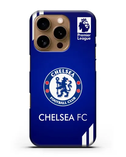 Чехол с логотипом ФК Челси с синим фоном силиконовый для iPhone 16 Pro