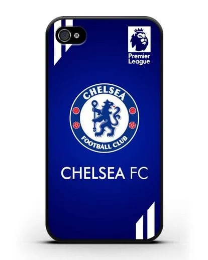 Чехол с логотипом ФК Челси с синим фоном силиконовый для iPhone 4/4s
